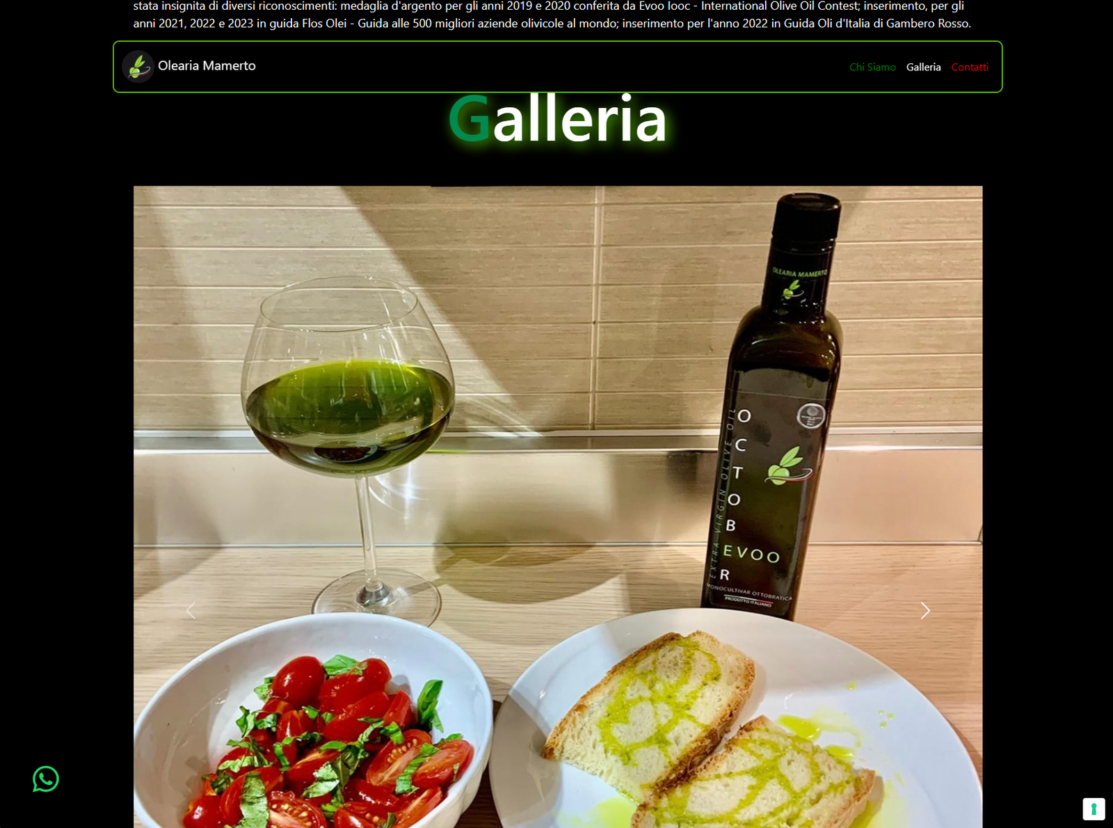 Screenshot 3 del progetto Olearia Mamerto
