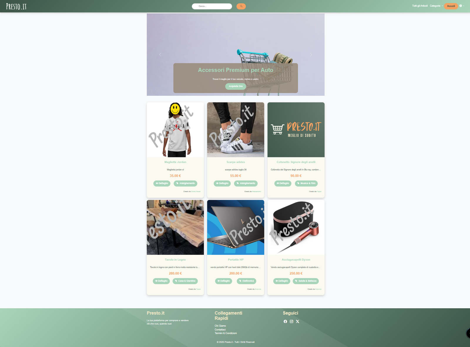 Screenshot 2 del progetto Presto - Marketplace con Laravel