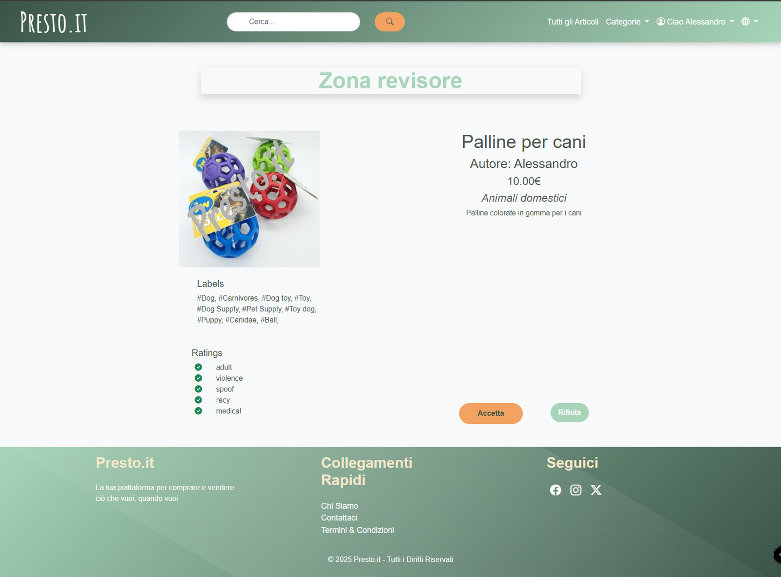 Screenshot 6 del progetto Presto - Marketplace con Laravel