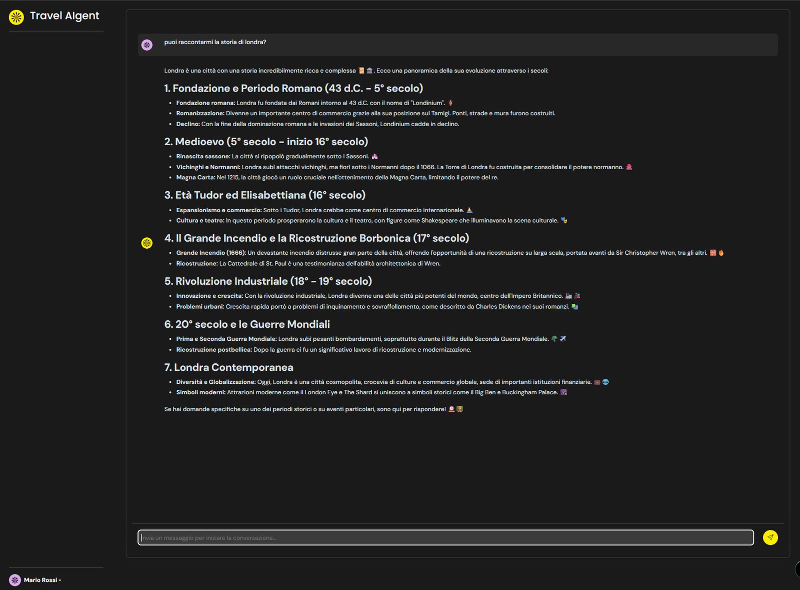 Screenshot 5 del progetto Travel Agent API (FastAPI + LangChain)